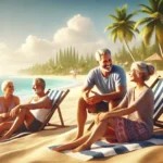 зрелые свингеры на пляже отдыхают